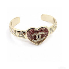 Rhinestone Heart Cuff Bracelet