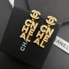 Letter Logo Drop Glue Earrings