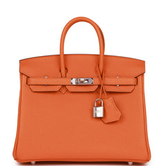 HE&ME Birkin 25 Orange Togo Palladium Hardware