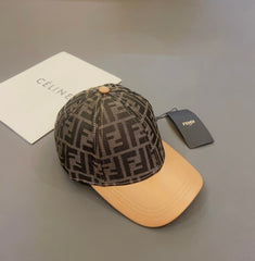 Letter Jacquard Leather Panel Baseball Cap