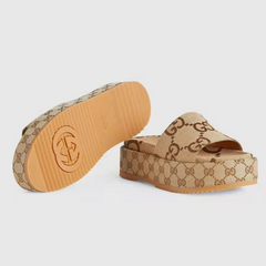 Platform Slippers With Double G Motif