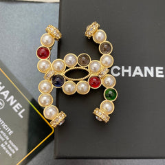 Colorful Pearl Diamond Brooch