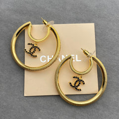 Double C pendant moon earrings