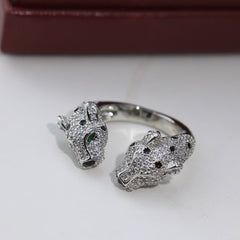 Diamond Leopard Open Ring