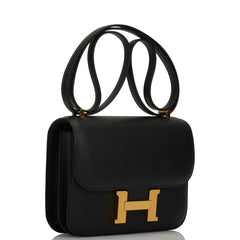 HE&ME Constance Bag 18 Black Epsom Gold Hardware