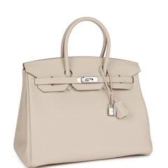 HE&ME Birkin 35 Craie Togo Palladium Hardware