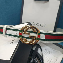 3 Colors Luxury Double G Stripe Leather Belt