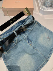 CE diamond denim shorts（Free Belt）