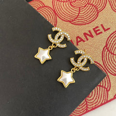 White shell star pendant earrings