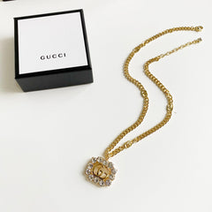 Double G Crystal Diamond Necklace