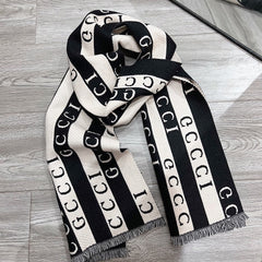 Striped Colorblock Jacquard Letter Scarf