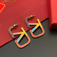 Colorblock Enamel Monogram Earrings