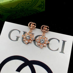 Crystal Diamond Flowers Letters Earrings