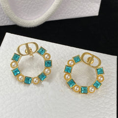 2022 Diamond Pearl Stud Earrings