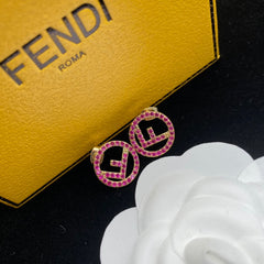 Pink Diamond F Letter Earrings