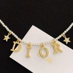 Letter and stars pearl bracelet