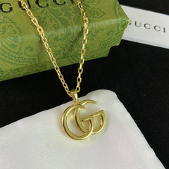 Gold Letter Pendant Tiger Head Necklace