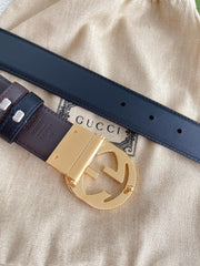 Double-sided first-layer cowhide two-color belt 3.5cm