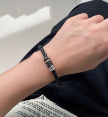 Classic Black Leather Bracelet