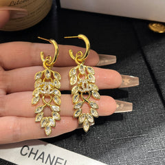 Wheat ear rhinestone pendant earrings