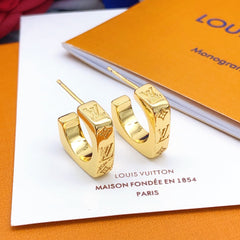 Fashionable embossed brass earrings