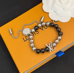 Steel bead drawstring bracelet