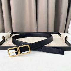 Imported cowhide silver buckle belt 3.0cm