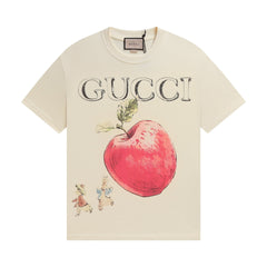 Beige Apple Print T-Shirt