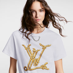 Luxury chain lettering print T-shirt