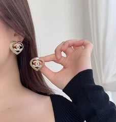 Heart-shaped wheat ear earrings