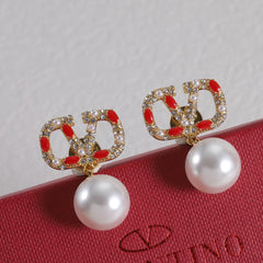 Colored Diamond Pearl Earrings