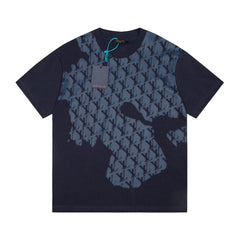 Dark blue all over print T-shirt