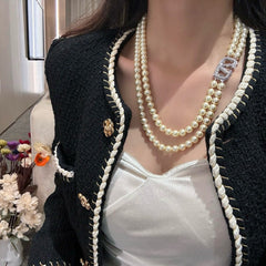 Luxurious double pearl necklace