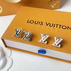 Enamel simple letter earrings