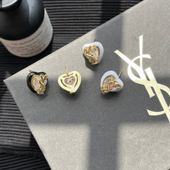 Heart rhinestone earrings