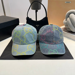 Embroidered tie-dyed canvas baseball cap