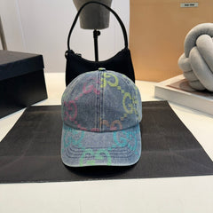 Embroidered tie-dyed canvas baseball cap