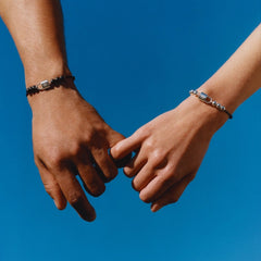 Couple love lock braided bracelet